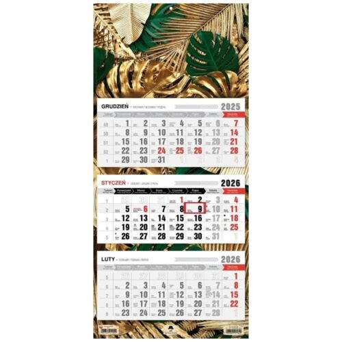 Kalendarz 2026 trójdzielny płaska główka glamour