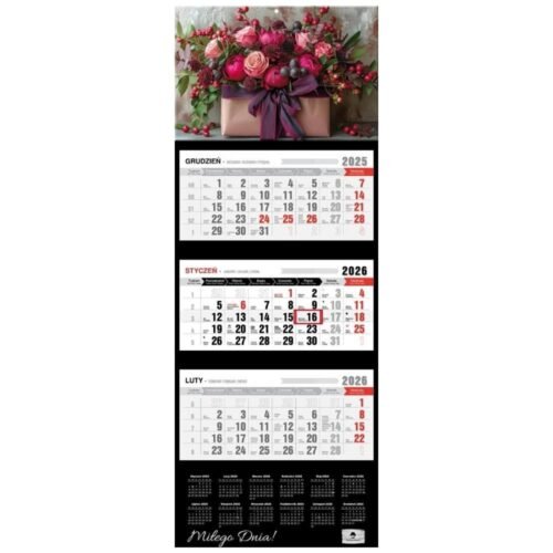 Kalendarz 2026 trójdzielny premium flower box