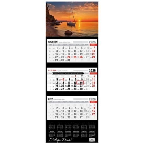 Kalendarz 2026 trójdzielny premium żaglówka