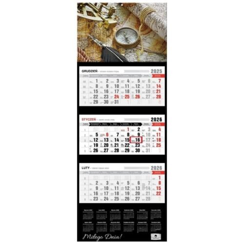 Kalendarz 2026 trójdzielny premium antyczna mapa