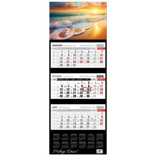 Kalendarz 2026 trójdzielny premium ocean