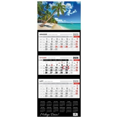 Kalendarz 2026 trójdzielny premium dominikana