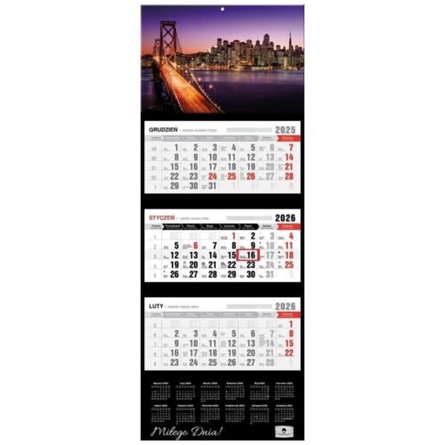 Kalendarz 2026 trójdzielny premium san francisco