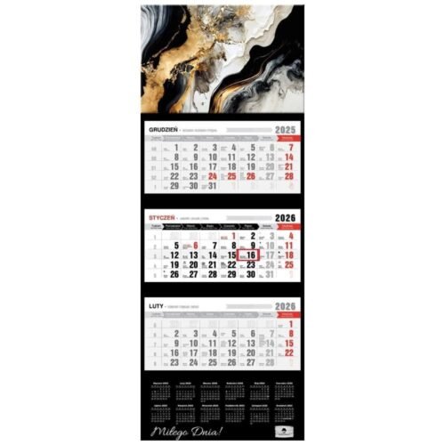 Kalendarz 2026 trójdzielny premium marmur