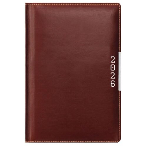 Kalendarz 2026 A6 kieszonkowy tygodniowy brązowy