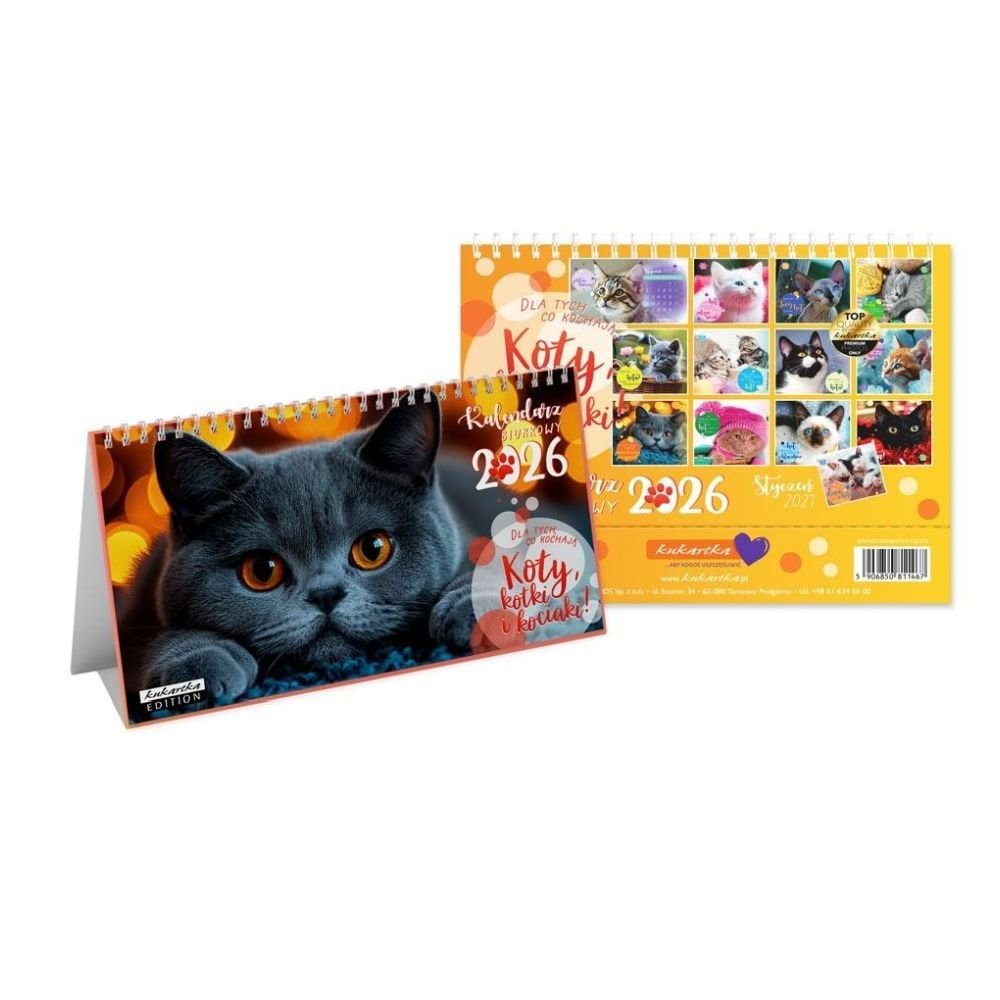 Kalendarz 2026 biurkowy Koty