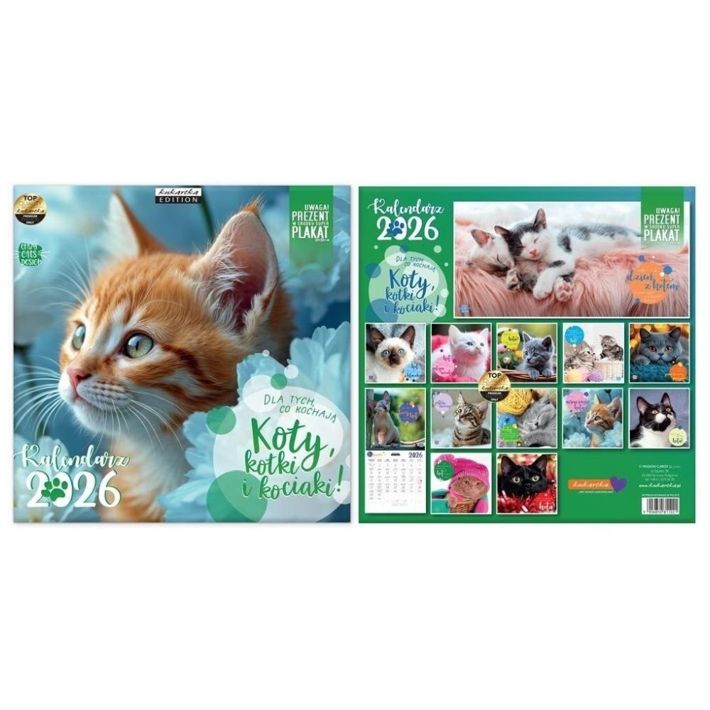 Kalendarz 2026 ścienny Classic Koty