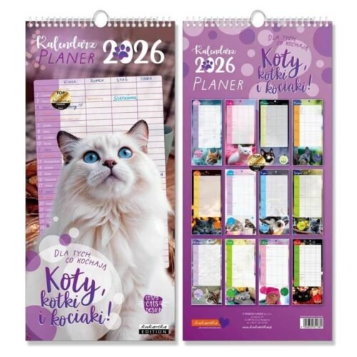 Kalendarz 2026 ścienny planer Koty