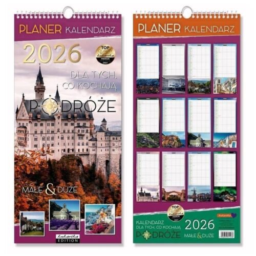 Kalendarz 2026 ścienny planer Podróże