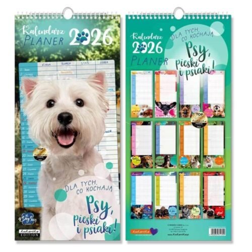Kalendarz 2026 ścienny planer Psy