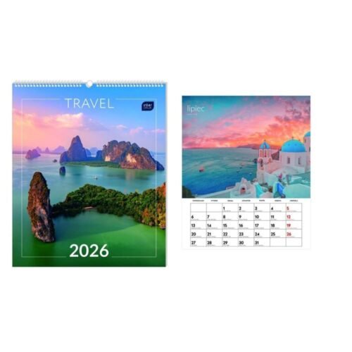 Kalendarz 2026 ścienny planszowy 33,5x40cm Travel