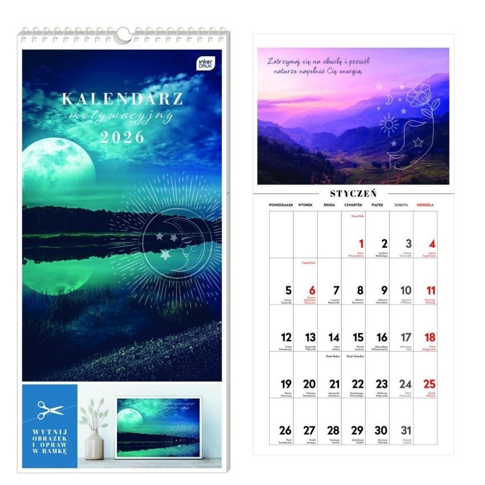 Kalendarz 2026 motywacyjny 22x46cm Magia