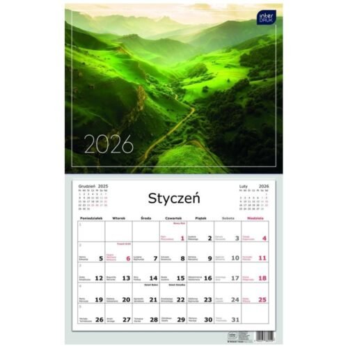 Kalendarz 2026 jednodzielny 32x50cm Widoki