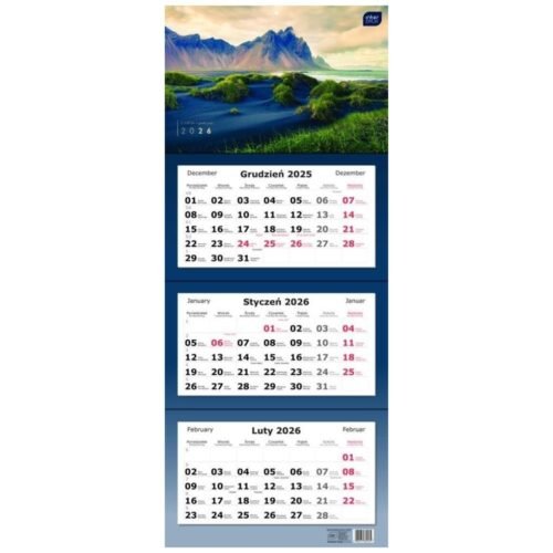 Kalendarz 2026 trójdzielny 82,5x34cm Widoki