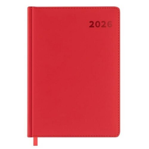 Kalendarz książkowy 2026 A5 czerwony EASY