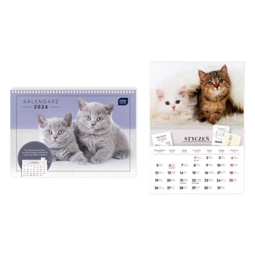 Kalendarz 2026 z kieszonką 25x17,5cm Zwierzaki