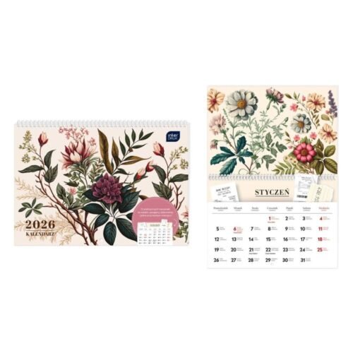 Kalendarz 2026 z kieszonką 25x17,5cm Kwiaty