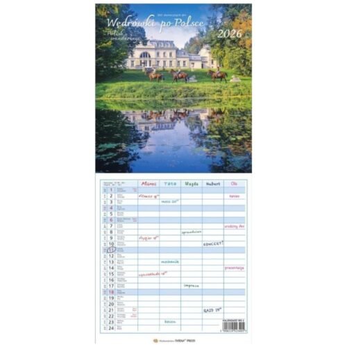 Kalendarz 2026 wieloplanszowy wąski - Wędrówki...