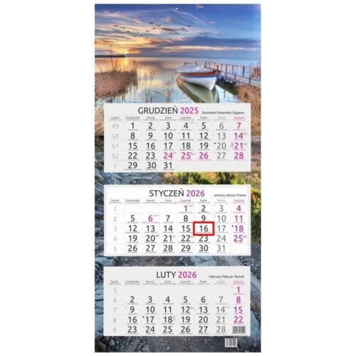 Kalendarz 2026 trójdzielny Jezioro