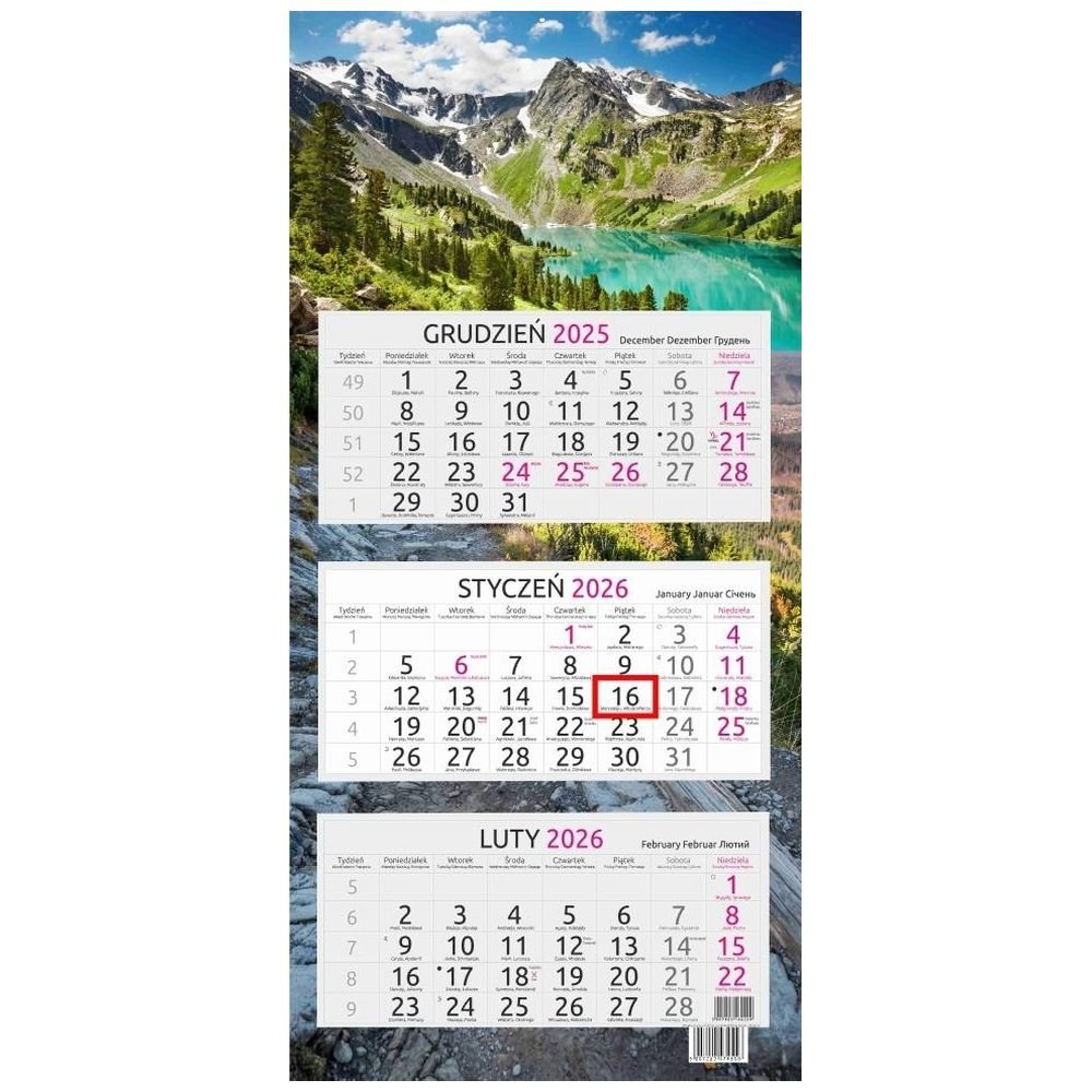 Kalendarz 2026 trójdzielny Ałtaj