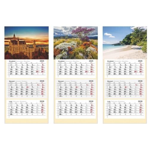 Kalendarz 2026 trójdzielny mix