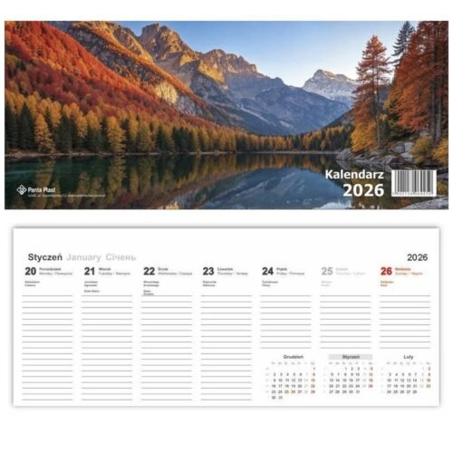 Kalendarz 2026 biurkowy poziomy mix