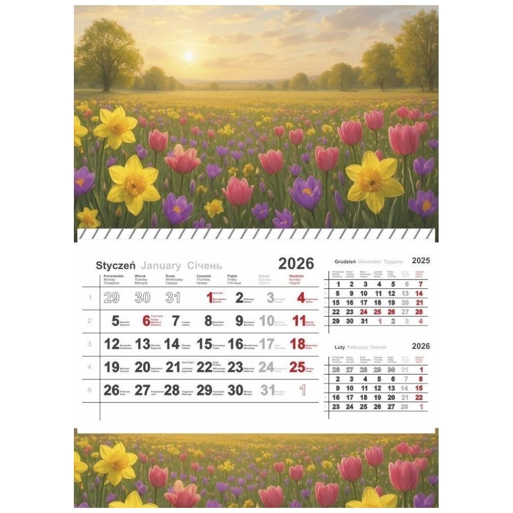 Kalendarz 2026 jednodzielny mix