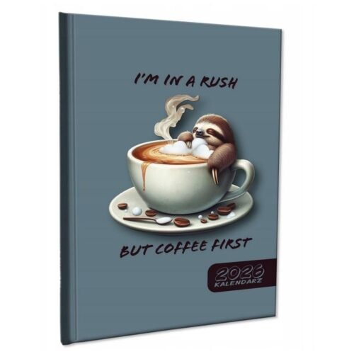 Kalendarz 2026 A5 tygodniowy notatka Leniwiec Kawa