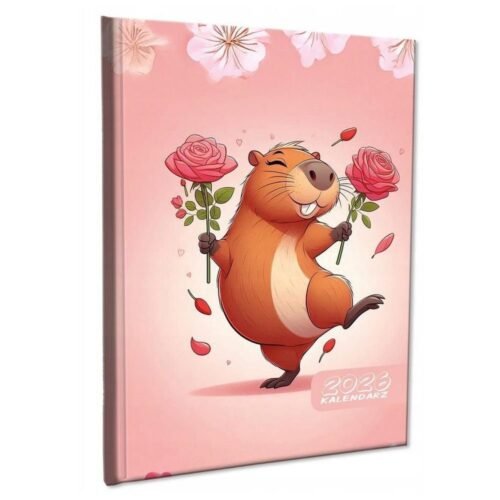 Kalendarz 2026 A5 tygodniowy notatka Kapibara Róż
