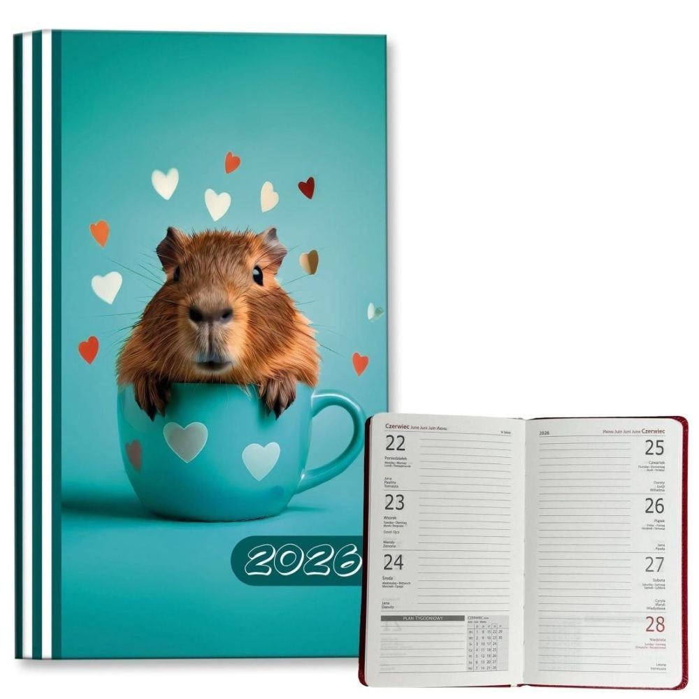 Kalendarz 2026 A6 tygodniowy Kapibara