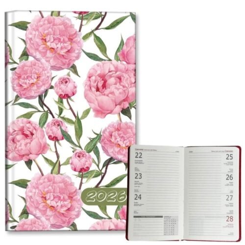 Kalendarz 2026 A6 tygodniowy Peonie