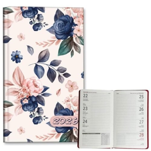 Kalendarz 2026 A6 tygodniowy Niebieskie Róże
