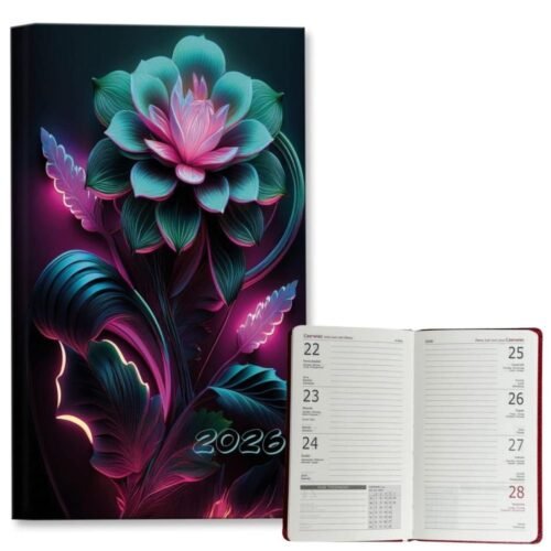 Kalendarz 2026 A6 tygodniowy Neonowe Kwiaty