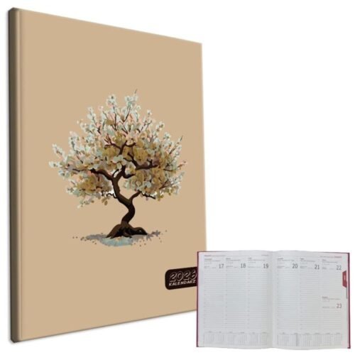 Kalendarz 2026 A4 tygodniowy Drzewo Beż