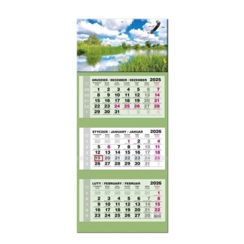 Kalendarz 2026 trójdzielny LUX gł. wypukła Mazury