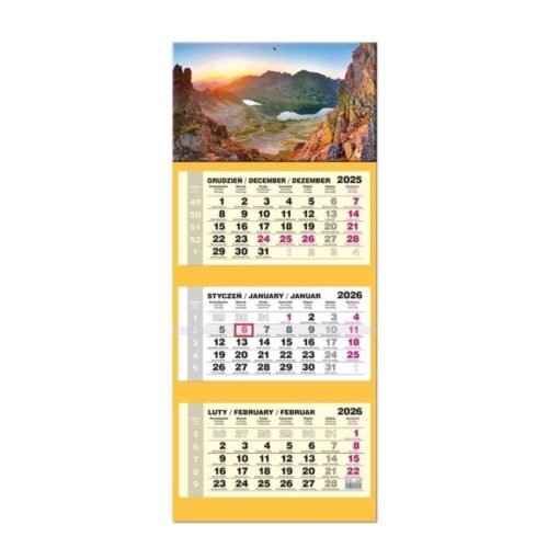 Kalendarz 2026 trójdzielny LUX gł. wypukła Tatry