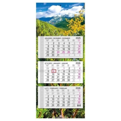 Kalendarz 2026 trójdzielny główka płaska Tatry