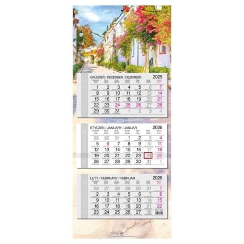 Kalendarz 2026 trójdzielny główka płaska Kanary