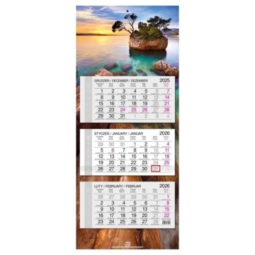Kalendarz 2026 trójdzielny główka płaska Chorwacja