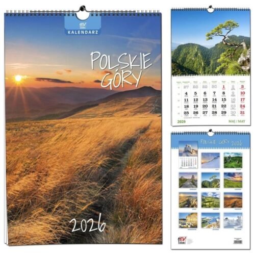 Kalendarz 2026 B3 13 planszowy Polskie Góry
