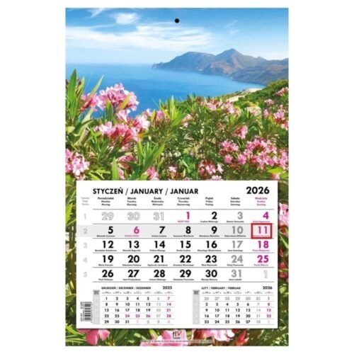 Kalendarz 2026 jednodzielny płaski Grecja Kos