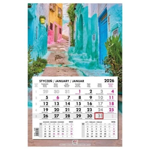 Kalendarz 2026 jednodzielny główka płaska Maroko