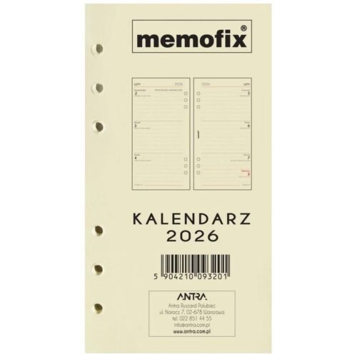 Wkład kalendarzowy 2026 Memofix B6 TDW