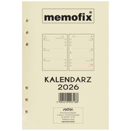 Wkład kalendarzowy 2026 Memofix A5 TDW
