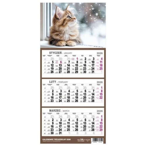 Kalendarz 2026 Trójdzielny Mały MIX